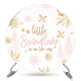Lofaris Pink Snowflake Round Baby Shower Backdrop For Girl